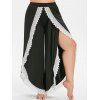 Pantalon à Jambe Large Ourlet en Dentelle Grande Taille - Noir 5X