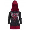 Skeleton Graphic Ruched Hooded T Shirt - multicolor A 3XL