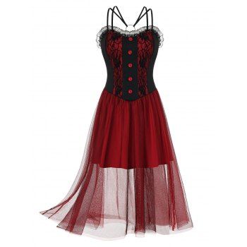 Image of Plus Size Strappy Mesh Midi Party Dress