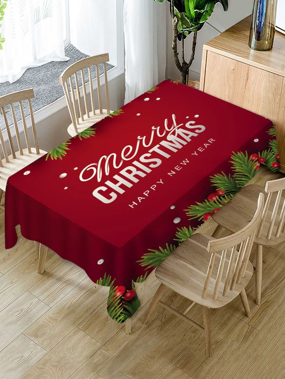 Nappe de Table Joyeux Noël et Bon Nouvel An en Tissu - multicolor 55 X 55 INCH