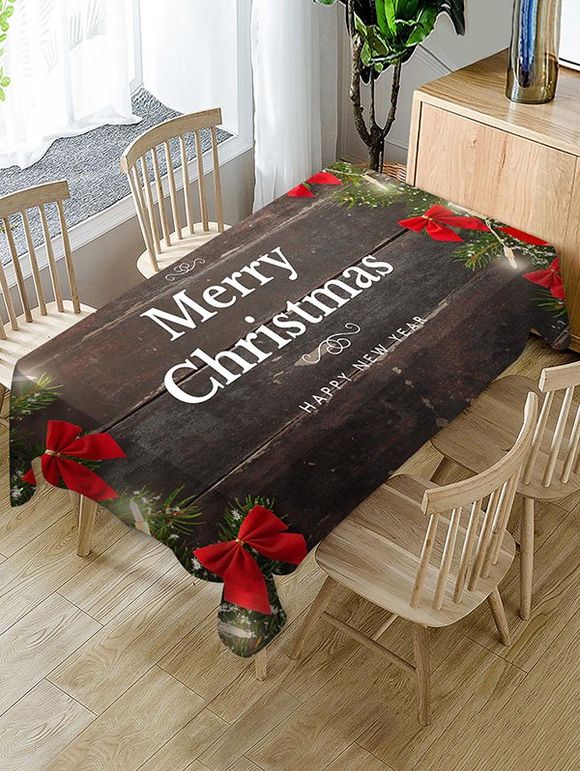 Nappe de Table Motif de Bois Joyeux Noël en Tissu - multicolor 55 X 55 INCH