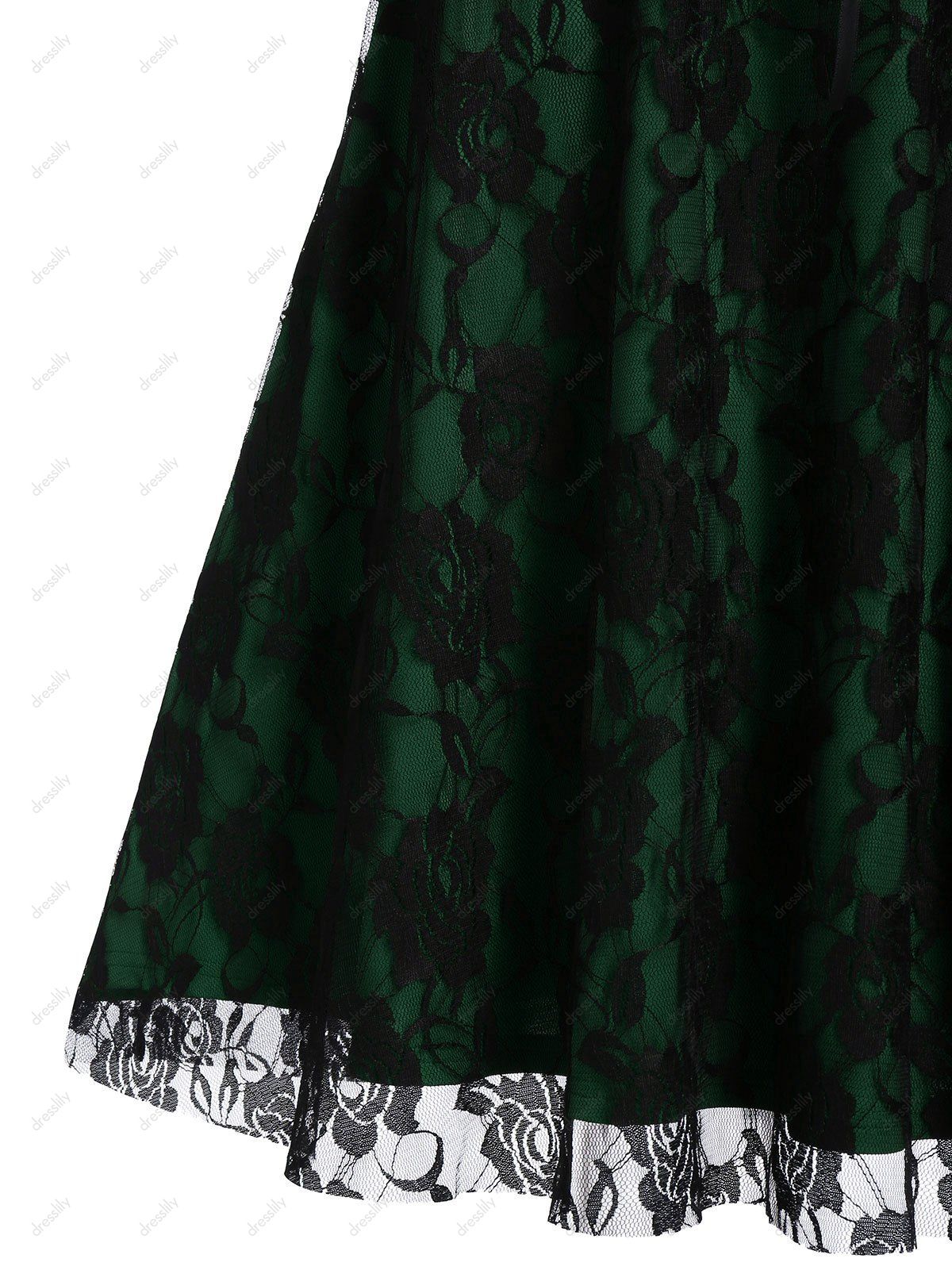 Lace-up A Line Sweetheart Collar Rose Lace Dress - MEDIUM SEA GREEN M