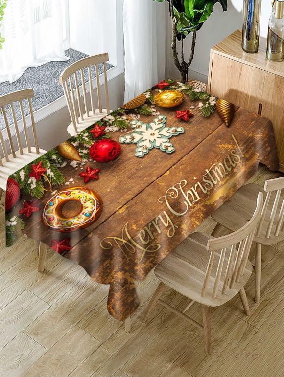 Nappe de Table Imprimé Etoile Bois Joyeux Noël en Tissu - multicolor W55 X L71 INCH