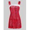 Buckle T Back Off Shoulder Plus Size Lace Babydoll - RED 1X