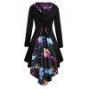 Robe à Capuche Haute Basse Planète Imprimée à Lacets - Noir L