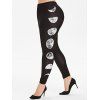 Legging Lune Imprimée à Coupe Haute de Grande Taille - Noir 3X