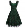 Lace-up A Line Sweetheart Collar Rose Lace Dress - MEDIUM SEA GREEN M