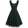 Lace-up A Line Sweetheart Collar Rose Lace Dress - MEDIUM SEA GREEN M
