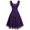 Lace-up A Line Sweetheart Collar Rose Lace Dress - EGGPLANT 2XL