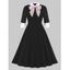 Striped Bowknot Collared 1950s Dress - BLACK 2XL