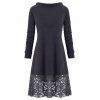 Haut à Capuche Haut Bas Fleuri Panneau en Dentelle - Gris 2XL