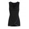 Débardeur Asymétrique Embelli d'œillet à Col Bénitier - Noir 3XL