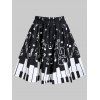 Mini Jupe Ligne A Piano et Musique Imprimés - Noir 3XL