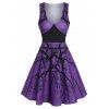 Robe Ligne A Branche Imprimée à Coupe Basse - Iris Pourpre L