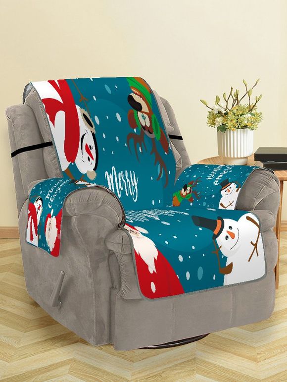 Housse de Canapé Cerf de Père Noël et de Bonhomme de Neige - Paon Bleu SINGLE SEAT