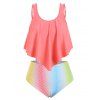 Maillot de Bain Tankini Sirène Superposé de Grande Taille - Rose 4X