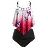 Maillot de Bain Tankini Ombré Papillon Imprimé de Grande Taille - multicolor 3X