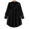 Hooded Faux Shearling Buttons Plus Size Coat - BLACK 4X