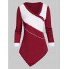 Pull Fourré Long Bicolore - Rouge 2XL