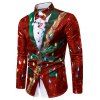 Chemise de Noël Boutonnée à Paillettes - Rouge 3XL