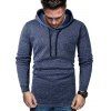 Sweat à Capuche Ourlet Courbe avec Poche Kangourou à Cordon en Laine - Bleu XL