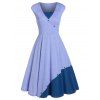 Robe Mi-Longue Bicolore - Bleu Ciel L