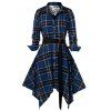Robe Mouchoir Panneau en Dentelle Florale à Carreaux Grande-Taille - Ardoise bleue 2X