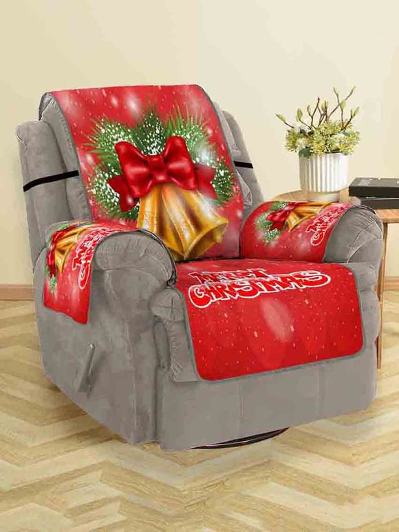 Housse de Canapé Motif de Cloche Joyeux Noël - Rouge Rubis SINGLE SEAT