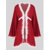 Noël noueuse floue T Retour Sheer Mesh Taille Plus Robe - Rouge 2X