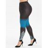 Legging Ombré Imprimé à Taille Haute de Grande Taille - Bleu 2X