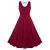 Robe Croisée sans Manches de Grande Taille à Paillettes - Rouge Vineux 1X
