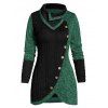 Pull Boutonné Bicolore à Col Relevé - Noir 3XL