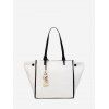Sac Fourre-tout en Couleur Unie en Cuir - Blanc Lait 