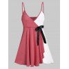 Haut à Bretelle Superposé Contrasté Embelli de Nœud Papillon - Rouge Cerise M