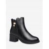 Bottes Zip Latérale à Talon Epais avec Strass - Noir EU 36
