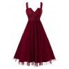 Robe de Bal Métallique en Maille sans Manches Grande Taille - Rouge Vineux 2X
