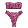 Maillot de Bain Bikini Bandeau Serpent Imprimé de Grande Taille - Rose Foncé 3X