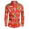 Chemise Boutonnée Clochette de Noël et Note de Musique Imprimées - Rouge XL
