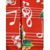 Chemise Boutonnée Clochette de Noël et Note de Musique Imprimées - Rouge XL