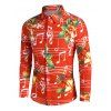 Chemise Boutonnée Clochette de Noël et Note de Musique Imprimées - Rouge 3XL