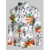 Chemise Boutonnée Clochette de Noël et Note de Musique Imprimées - Blanc XL