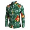 Chemise Boutonnée Clochette de Noël et Note de Musique Imprimées - Aigue Marine Moyenne 3XL