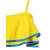 Contrast Color High Waisted Tankini Swimwear - multicolor A 3XL