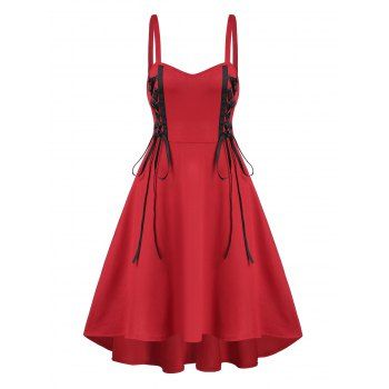 

Lace Up Cami A Line Dress, Red