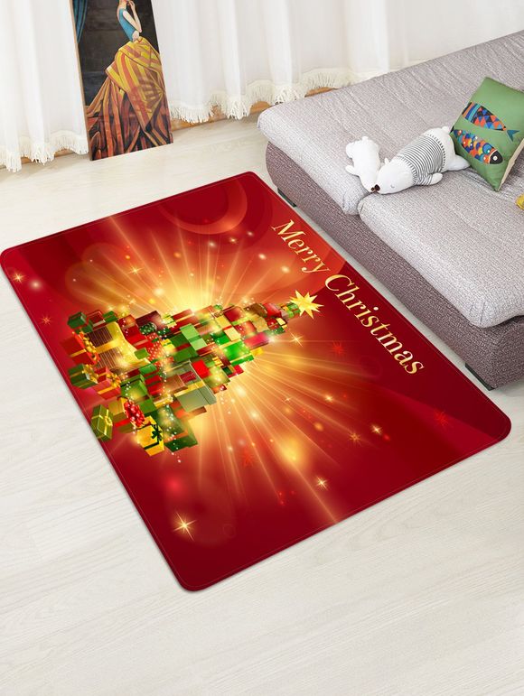 Tapis de Sol Joyeux Noël Sapin et Cadeau - multicolor W47 X L63 INCH