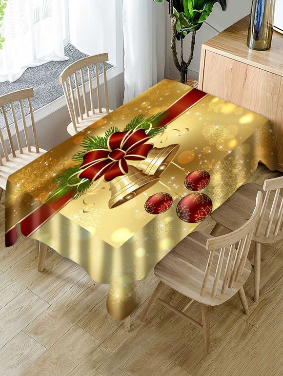 Nappe de Table Imperméable Boule de Noël Cloche Boule et Nœud Imprimés - multicolor W55 X L55 INCH