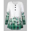 T-shirt de Noël à Carreaux Flocon de Neige Imprimé de Grande Taille - Turquoise Foncée 5X