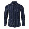 Chemise Boutonnée Rayée à Manches Longues - Cadetblue XL