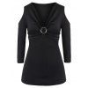 Taille Plus Cold Shoulder Ring O T-shirt - Noir 5X