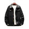 Faux Fur Lined Casual Denim Jacket - BLACK M